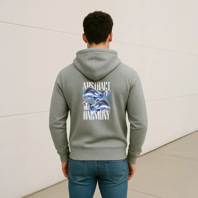 Φούτερ Noshame® Γκρι με κουκούλα και τύπωμα Harmony - 522515 - XXL