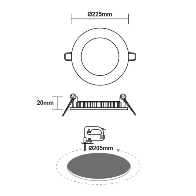 LED ΠΑΝΕΛ ΧΩΝΕΥΤΟ 230V AC 18W 4000K 1800LM Ra80 Φ220mm ΝΙΚΕΛ ΜΑΤ ΣΤΡΟΓΓΥΛΟ / PENU1840RNM 2