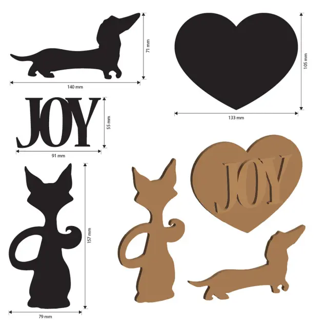 Διακοσμητικά σχέδια MDF, Stamperia, Furry Friends, Γάτα και σκύλος, 4 τεμ. 2
