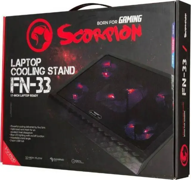 Marvo Cooling Pad με 5 Ανεμιστήρες και Φωτισμό Red Led FN-33 3