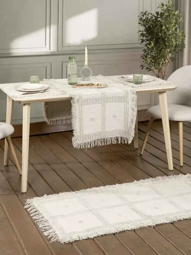 Χαλάκι Διαδρόμου 60x130 Nima Liora Ecru 100% βαμβακερό