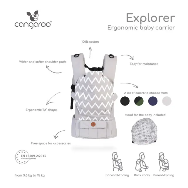 Cangaroo Εργονομικός Μάρσιπος "Explorer - Dark green" 2