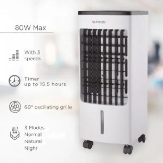 Επιδαπέδιος Ανεμιστήρας Niaros Tatasu Air Cooler 80W με Ψύκτες 4lt & Τηλεχειριστήριο Λευκό N71282 2