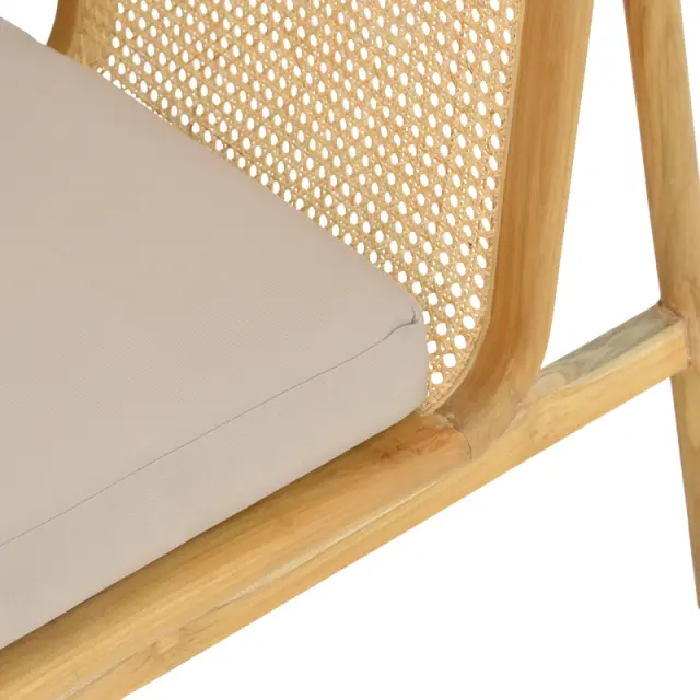 Πολυθρόνα Jenta pakoworld teak ξύλο με rattan σε φυσική απόχρωση και μπεζ μαξιλάρι 72x67x92εκ 3
