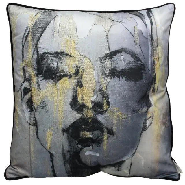 Μαξιλάρι Πρόσωπο Γκρι Βελούδο 60x60cm