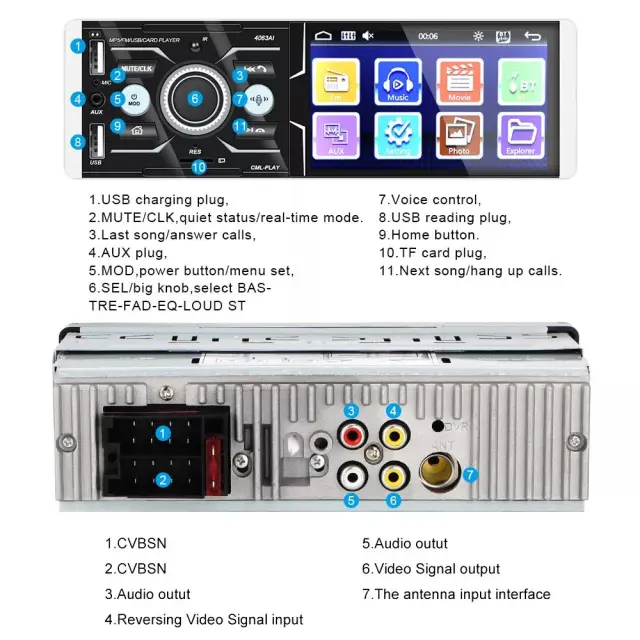 Ηχοσύστημα Αυτοκινήτου Universal 4063AI 1DIN Bluetooth/USB/AUX με Οθόνη 4.1" 2