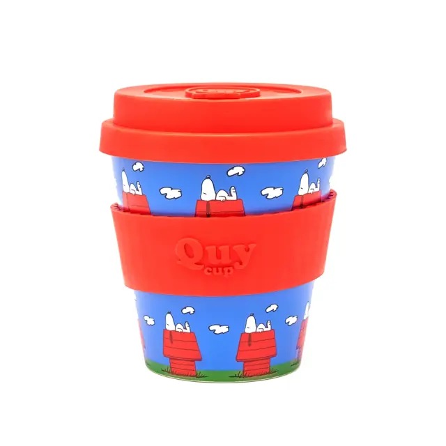 Quy Cup Επαναχρησιμοποιούμενο Ποτήρι Cappuccino Peanuts (R-Pet) 230ml: Snoopy On the Roof