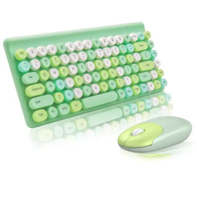 Ασύρματο Πληκτρολόγιο Wireless keyboard + mouse set MOFII Sweet 2.4G (White-Green)