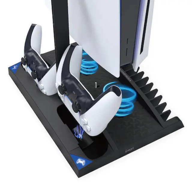 iPega PG-P5013B Βάση Ψύξης + Φόρτισης για PS5 Disc/Digital με 2 Ανεμιστήρες, Φόρτιση 2 DualSense, Βάση Ακουστικών + 17 Παιχνιδιών – Μαύρη 3