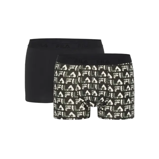 FILA Ανδρικό Boxer Elastic Band - Διπλό Πακέτο, Χρώμα Μαύρο