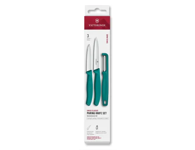 Σετ Μαχαίρια Γενικής Χρήσης & Αποφλοιωτής Victorinox Swiss Classic με μήκος λεπίδας 8cm και 10cm - Green - 3 τεμάχια6.7114.33C1 2