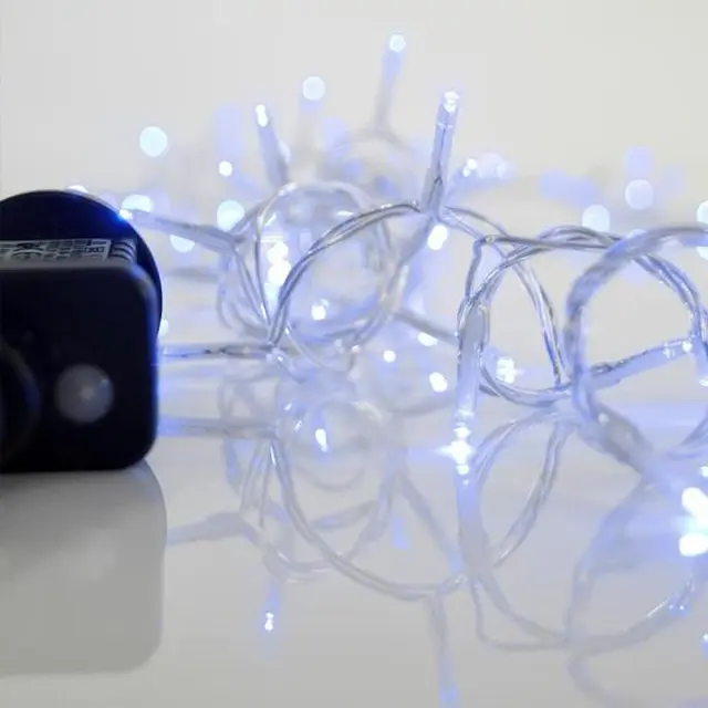 240 LED Με 8 Προγράμματα Μετασχηματιστή Μνήμη Προέκταση 300cm Διάφανο Καλώδιο Μπλε Φως IP44