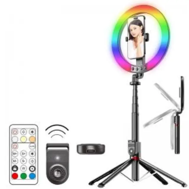 Φωτιστικό Selfie LED Ring Lamp Blavec Aura P-50 με Τρίποδο & Τηλεχειριστήριο για Κινητά Μαύρο N71632 3