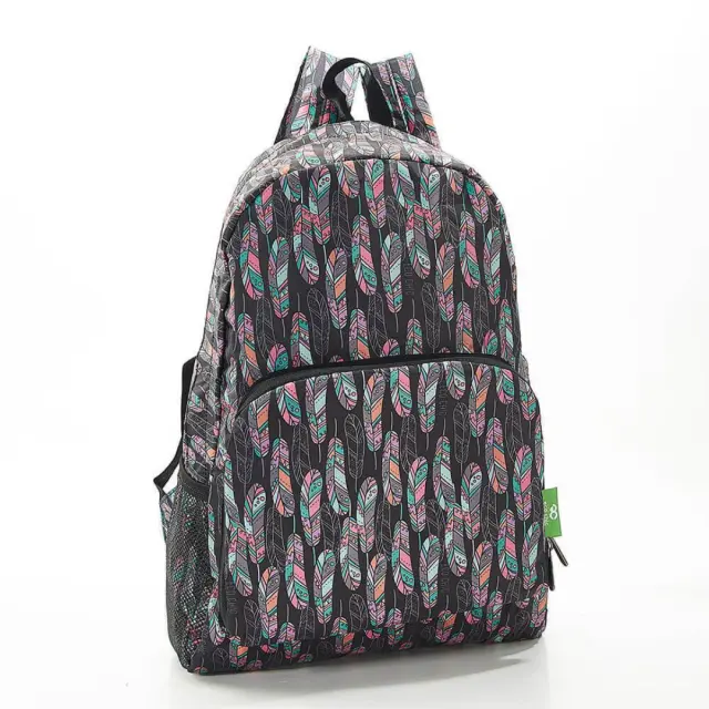 Eco Chic Αναδιπλούμενο Σακίδιο Πλάτης / Recycled Foldable Backpack (10 σχέδια) Feathers