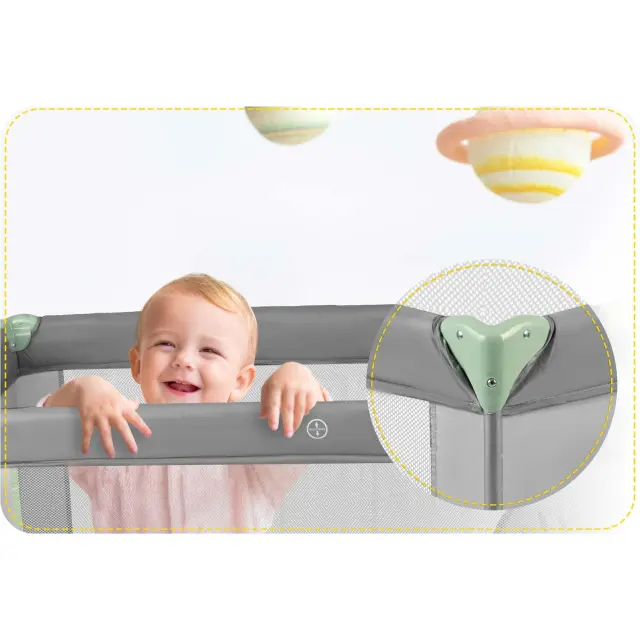 Ricokids Παρκοκρέβατο, γκρι-μέντα 125x65xcm 2