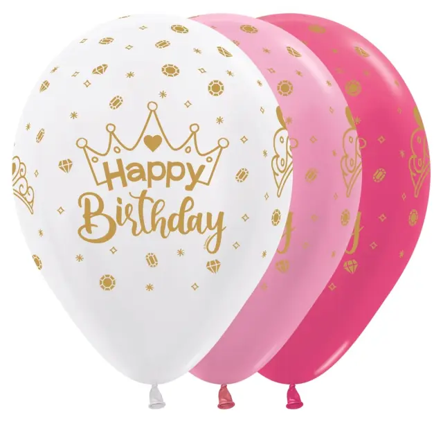 Μπαλόνια Λάτεξ Happy Birthday Crowns / 25 τμχ - Κορόνα