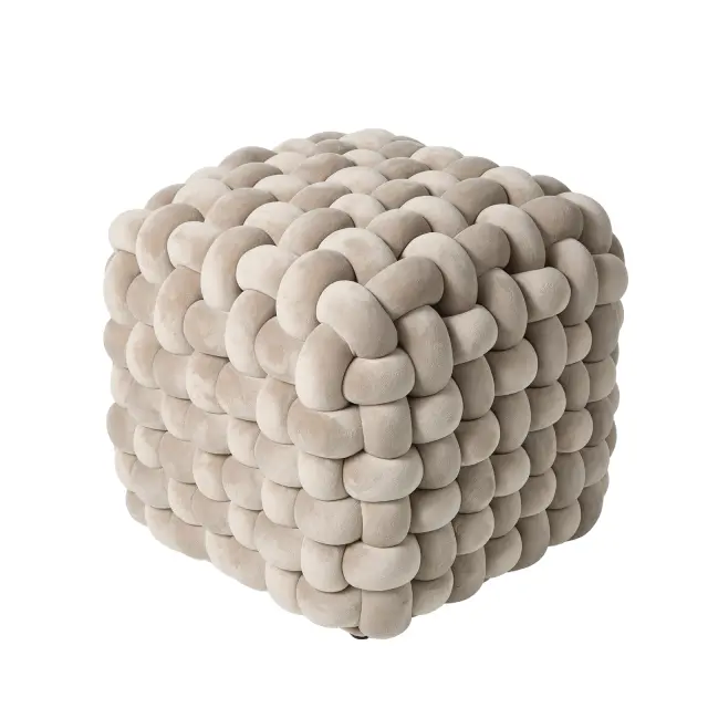 Πουφ 43x43x40 Das Home 2274 Beige 100% Πολυέστερ