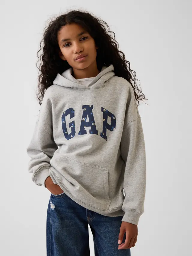 Παιδικό Φούτερ VintageSoft Oversized Γραμμής με Λογότυπο Grey