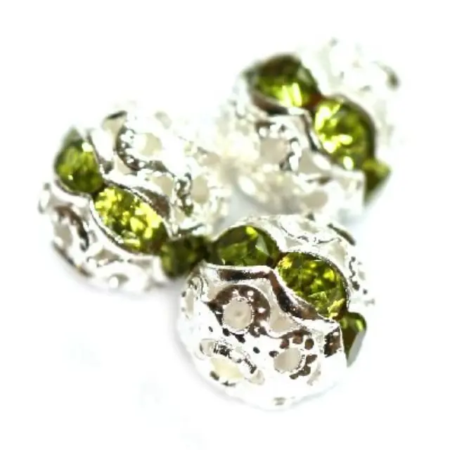 Χάντρα Spacer 6mm με Zircons Olivine - 5τεμ