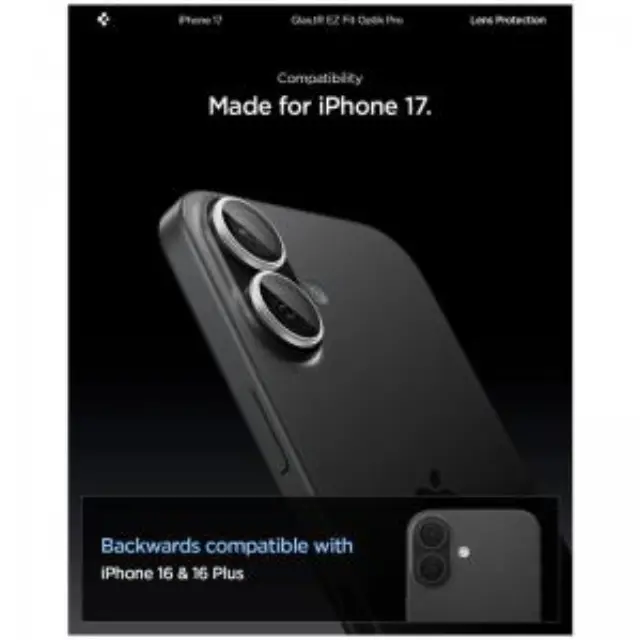 Tempered Glass Rings Spigen για Τζαμάκι Κάμερας Apple iPhone 16 / 16 Plus/ 17 Optik.tR EZ-FIT Black (2 τεμ.) N69467 3