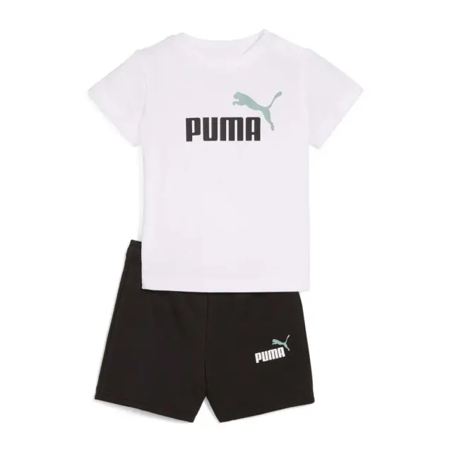 Puma Infant's Minicats Essentials Tee and Shorts Set Άσπρο - Μαύρο 686285-02 (Puma)