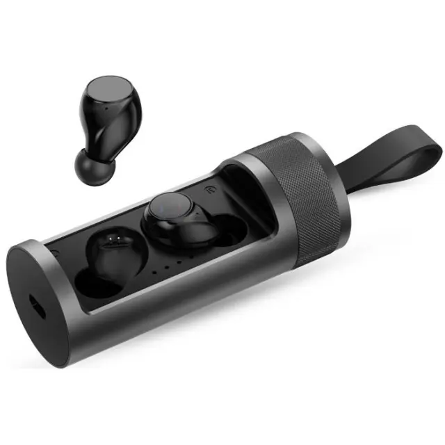 Bluetooth TWS ακουστικά με αλουμινένια θήκη φόρτισης.