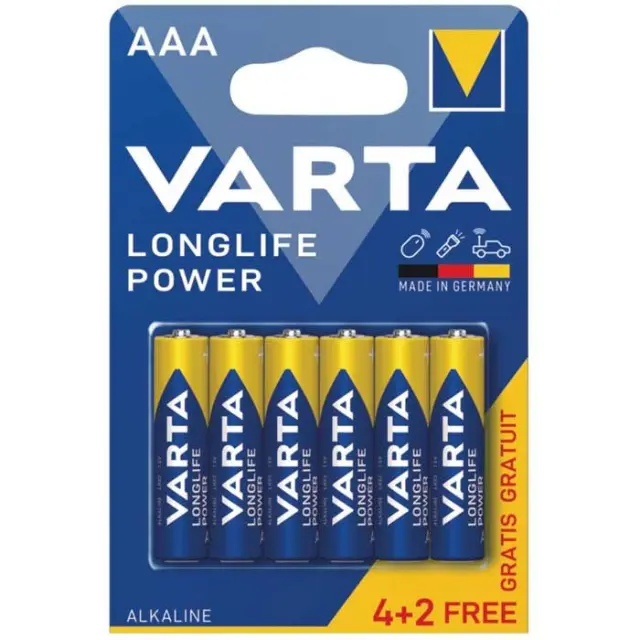 Μπαταρία Alkaline Varta Longlife Power AAA LR03 Plastic Free (6 τεμ.) N68840