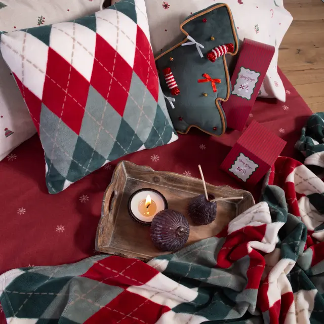 Nef-Nef Homeware Κουβερτάκι Καναπέ Winter Rhombus 130x180 Κόκκινο 3