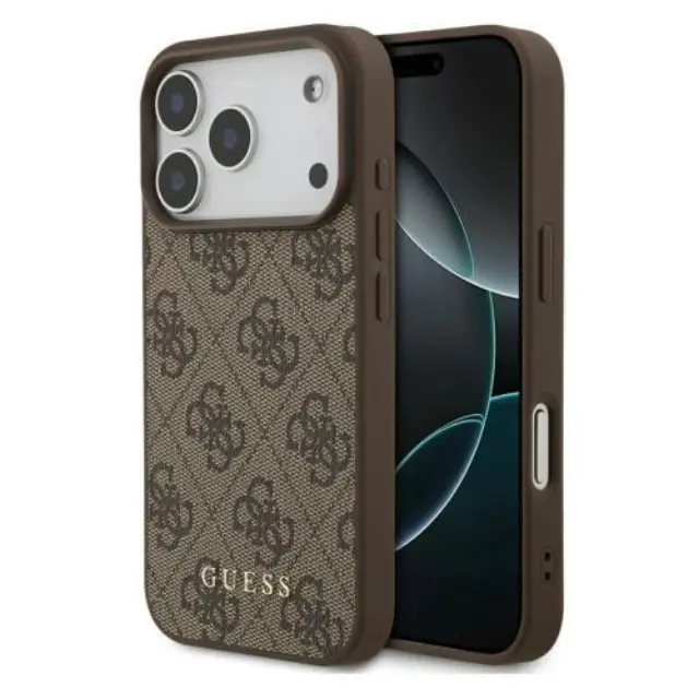 Θήκη PU Guess Apple iPhone 18 Pro/ 17 Pro Hardcase Classic Logo 4G Καφέ N69004