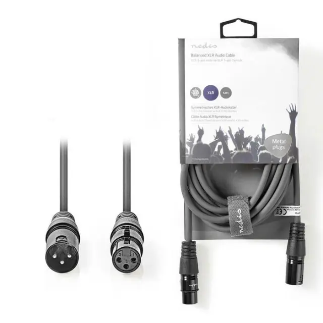 Kαλώδιο ήχου 3pin XLR θηλ. σε 3pin XLR αρσ., 5.0m σε σκούρο γκρι χρώμα.
