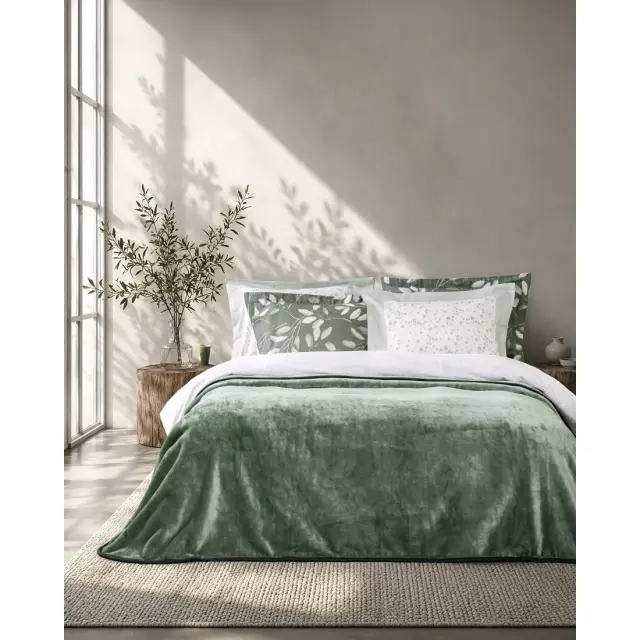 Nima Home Κουβέρτα Βελουτέ Ημίδιπλη 180x220 Coperta - Forest Green