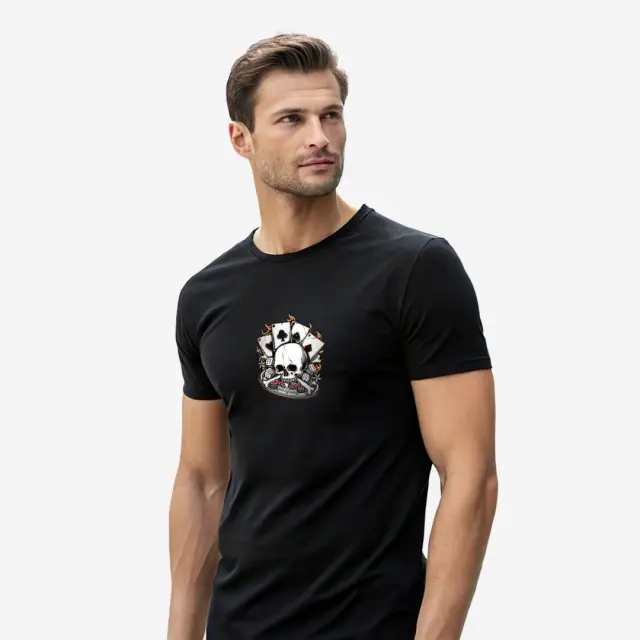 T-shirt Noshame® Μαύρο με τύπωμα Cards - 112562 - XXL