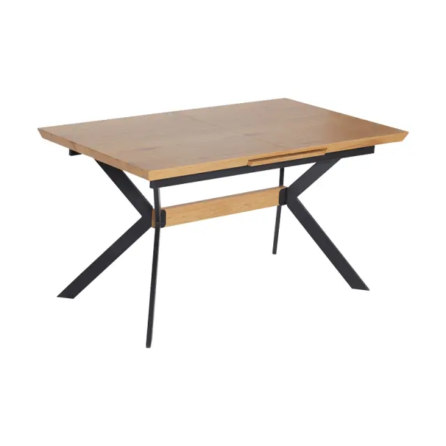 Τραπέζι Jessamy pakoworld επεκτεινόμενο MDF 43mm σε φυσική απόχρωση και πόδι μεταλλικό μαύρο 160/200x90x76εκ 2