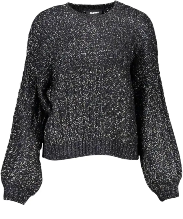 Desigual - Γυναικείο Πλεκτό Πουλóβερ Larache 21WWJFBM-2000 Μαύρο/Μεταλλιζέ