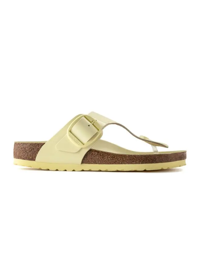 Birkenstock Πέδιλα Γυναικείο δέρμα λουστρίνι Κίτρινο BIR/GIZEH BIG BUCKLE 1021500 POPCORN 3