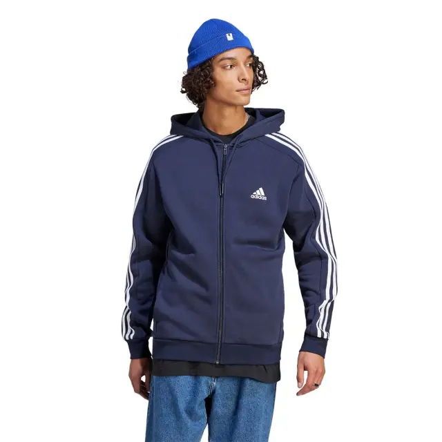 adidas Sportswear Men's 3Stripes Fleece Full-Zip Hoodie Μπλε Σκούρο IJ6478 (adidas Sportswear)