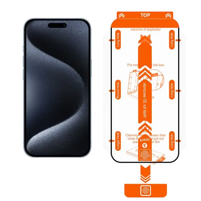 Mobile Origin Orange Screen Guard iPhone 15 Pro with easy applicator, 2 pack 3