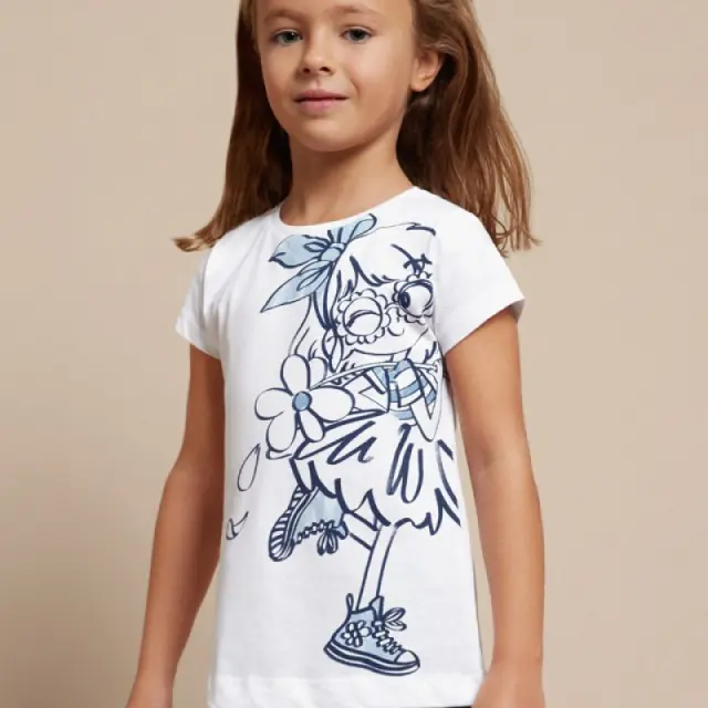 Mini 2 έως 10 ετών Μπλούζα σταμπωτή Better Cotton λευκό - 3Ε