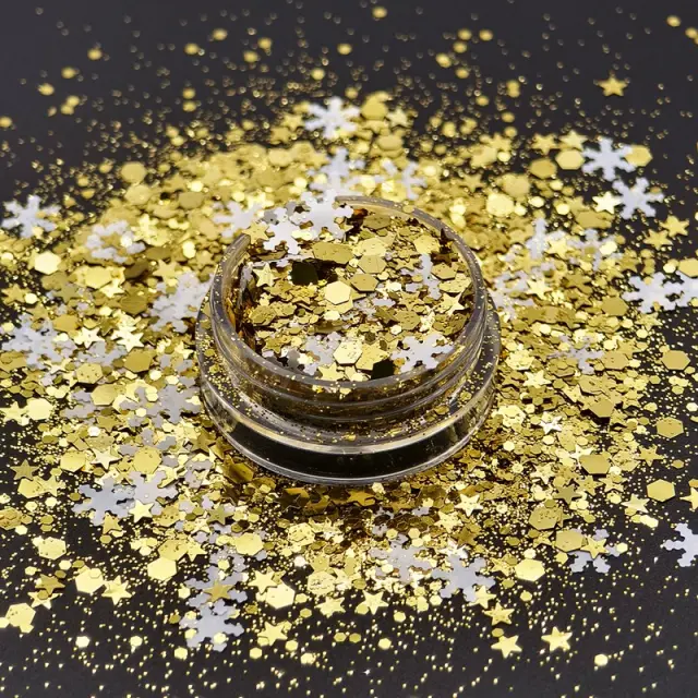 Χιονονιφάδες Chunky glitter 20gr, Χρυσό-ασημί