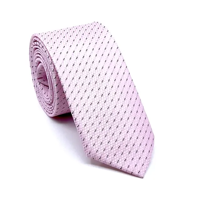 Γραβάτα Microfiber σε Ροζ Μοτίβο Σετ με Μαντηλάκι