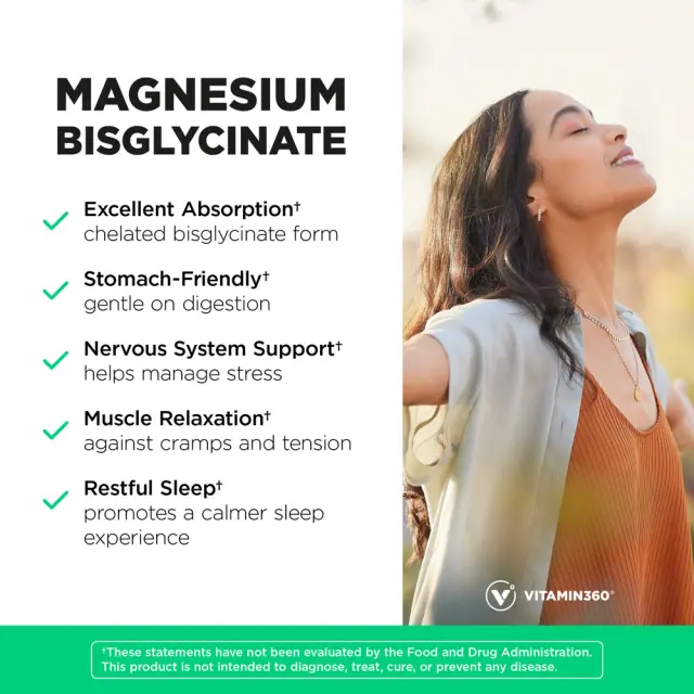 Vitamin360 Magnesium Bisglycinate 200 mg 120 Veg Capsules 3