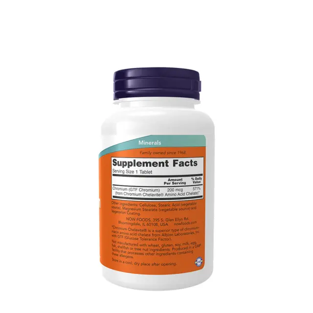 Now Foods GTF Chromium 200 mcg Yeast Free 250 Tablets 2