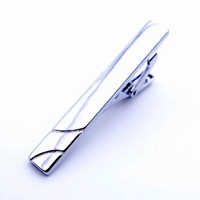 Σχεδιαστικό Ασημί Κλιπ Γραβάτας 4,5 cm – LGTC-58 2