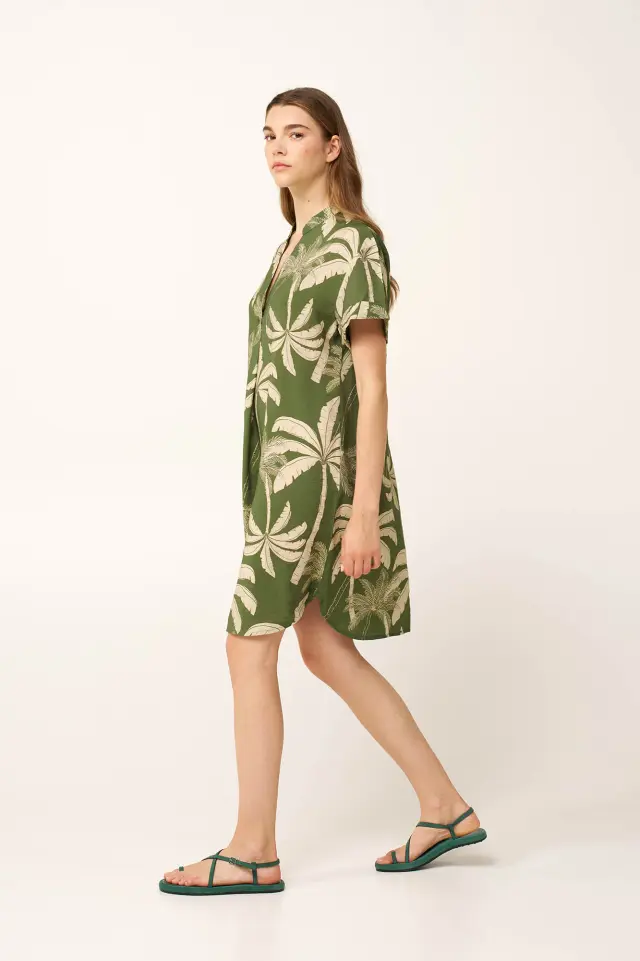 Καλοκαιρινό Tropic Φόρεμα Κοντομάνικο Vamp 24446 GREEN TREETOP 2