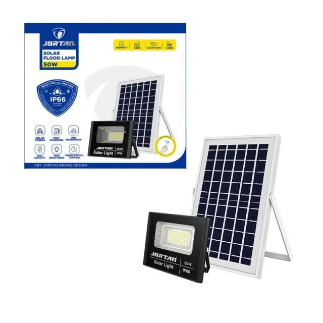 Jortan Ηλιακός Προβολέας Με Τηλεχειριστήριο LED 50W IP66- Solar Flood Lamp 0274002