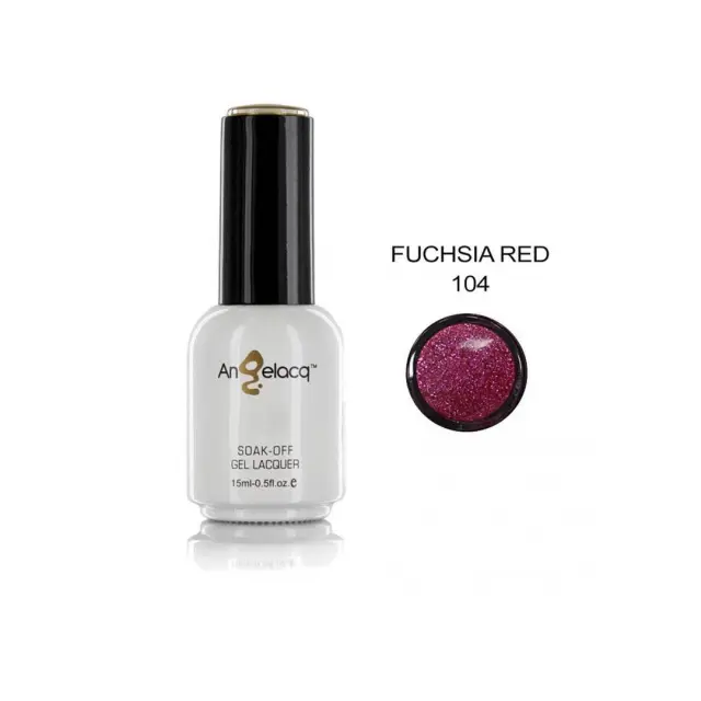 Ημιμόνιμο επαγγελματικό βερνίκι ANGELACQ 15ML - 0.5FL.OZ 104 Glitter Fuchsia Red