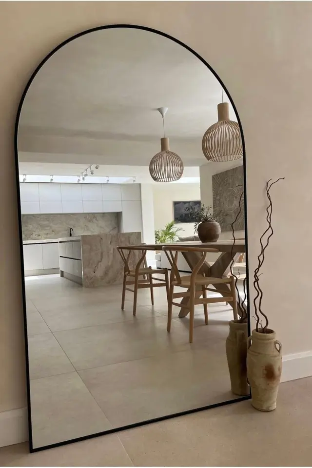 Stewehome Καθρέφτης ολόσωμος με μεταλλική κορνίζα και οβάλ πόδια Μαύρο 100x180 cm 2
