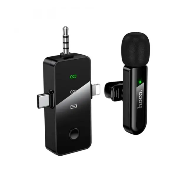 Μικρόφωνο Πέτου Ασύρματο Hoco L20B Fair Lavalier USB-C AUX Lightning 2.4Ghz Εμβέλεια 15m Digital Noise Cancellation ENC 7h Λειτουργίας