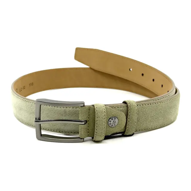 Πράσινη Δερμάτινη Ζώνη Nubuck Suede Avocado 3,5 cm