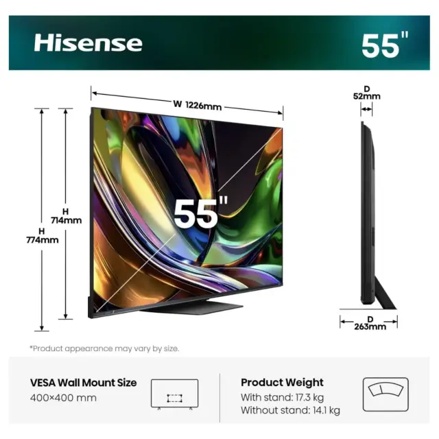 ΤΗΛΕΟΡΑΣΗ 55'' RGB Mini LED 55UR8S 180Hz HISENSE 3